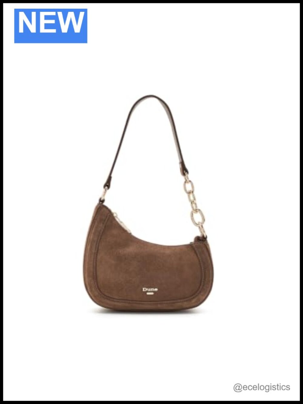 Dune London Direction Suede Shoulder Bag Gold Chain Detachable Strap